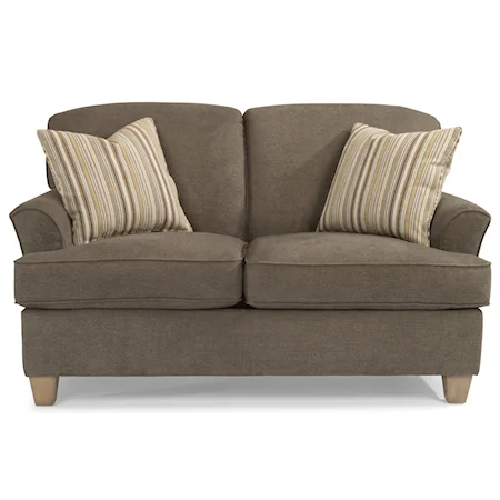 Casual Loveseat with Tapered Wood Feet